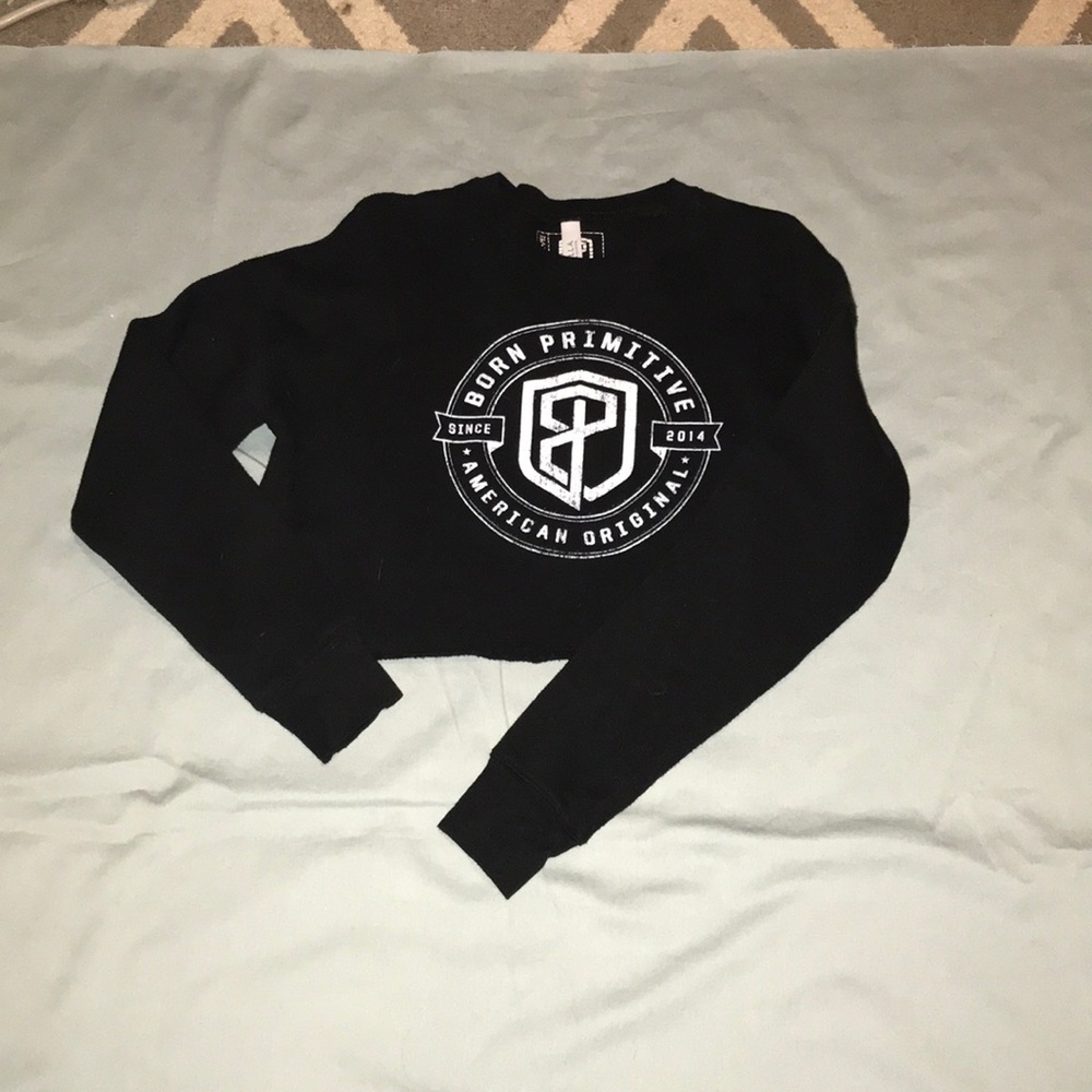 Cropped Black born primitive crewneck